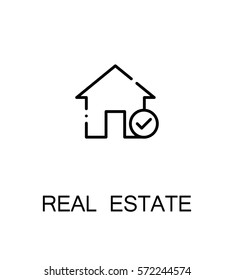 Real estate icon. Single high quality outline symbol for web design or mobile app. Thin line sign for design logo. Black outline pictogram on white background