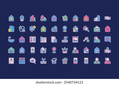 Versión de la etiqueta engomada del icono de la propiedad inmobiliaria