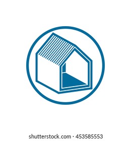Real estate icon, vector abstract house. Property developer symbol, conceptual sign, best for use in advertising