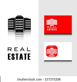  Real estate icon vector design elements with business card template editable 