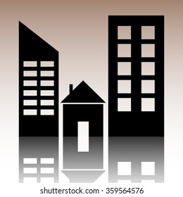 Real estate icon. Vector illustration with reflection