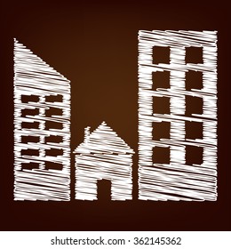 Real estate icon. Vector illustration with chalk effect