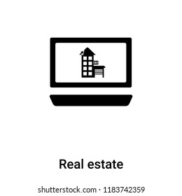 Real estate icon vector isolated on white background, logo concept of Real estate sign on transparent background, filled black symbol