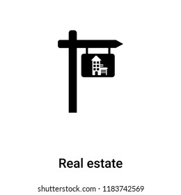 Real estate icon vector isolated on white background, logo concept of Real estate sign on transparent background, filled black symbol