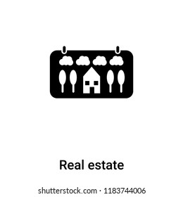 Real estate icon vector isolated on white background, logo concept of Real estate sign on transparent background, filled black symbol
