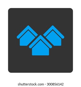 Real estate icon. Vector style is white and gray colors, flat rounded square button on a white background.
