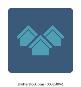 Real estate icon. Vector style is cyan and blue colors, flat rounded square button on a white background.