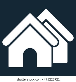 Real Estate icon. Vector style is flat iconic symbol, white color, dark blue background.