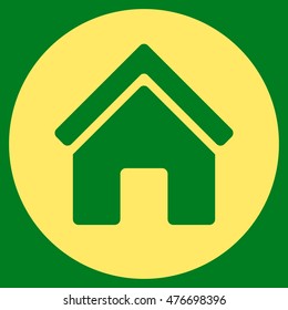Real Estate icon. Vector style is flat iconic symbol, yellow color, green background.