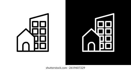 Símbolo de Vector de icono inmobiliario en estilo plano de moda