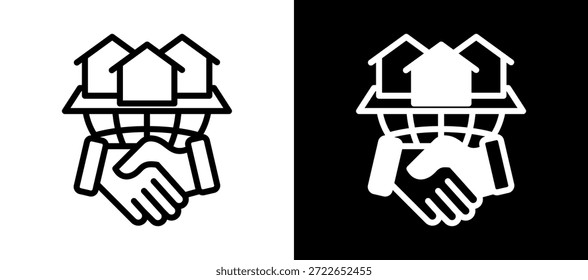 Icono de bienes raíces whiteblack Ilustración vectorial
