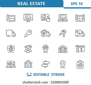 Real Estate Icons. Architecture, House, Home. Professional, 32x32 pixel perfect vector icon. Editable Stroke