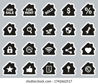 Real Estate Icons Black & White Sticker Set Big