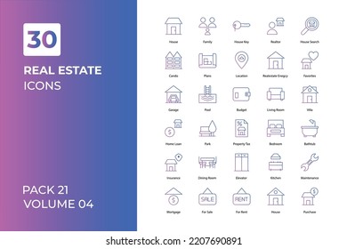 Real Estate icons collection. Set vector line with elements for mobile concepts and web apps. Collection modern icons.