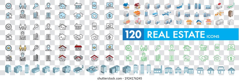 vector de colección de iconos inmobiliarios