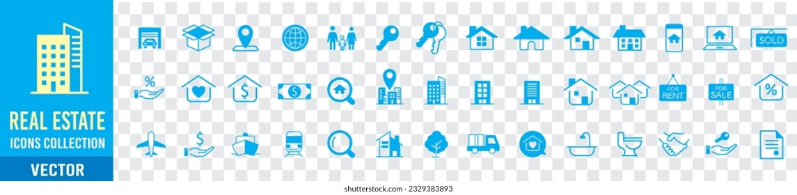 vector de colección de iconos inmobiliarios