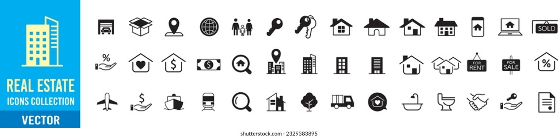 Real Estate icons collection vector