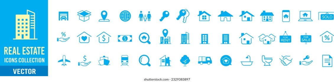 vector de colección de iconos inmobiliarios