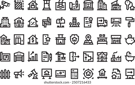 Real estate icons collection is a vector illustration with editable stroke.