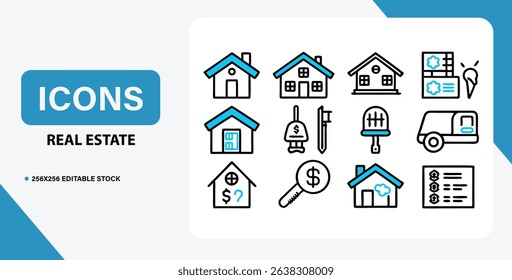 Real Estate Icons A Comprehensive Set of Home, Property, and Finance Symbols