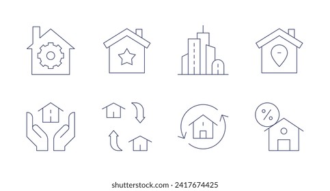 Real estate icons. Editable stroke. Containing building, house, bestproperty, location, installment, inheritance, home.