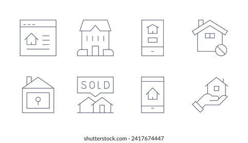 Real estate icons. Editable stroke. Containing house, sold, realestate, mortgage.