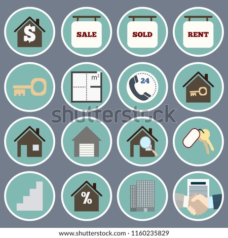 Real Estate Icons. Flat design. Vector illustration