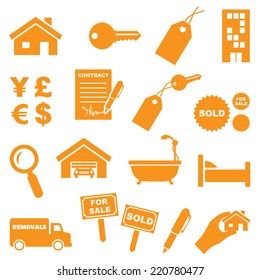 Real estate icons. Gradient free and very easy to change color.