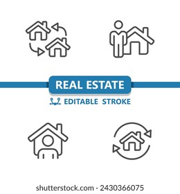 Real Estate Icons. House, Building, Home, Realtor Icon. Professional, 32x32 pixel perfect vector icon. Editable Stroke