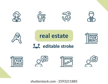 Real estate icons. House, buildings, home vector icon set
