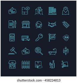 real estate icons on a black background for your design