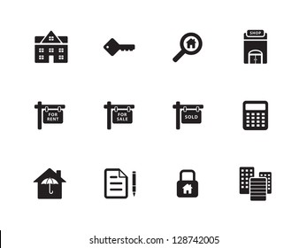 Real Estate Icons on white background. Vector illustration. Flat icons.