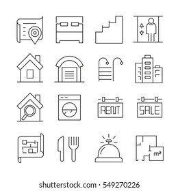 real estate icons on white background