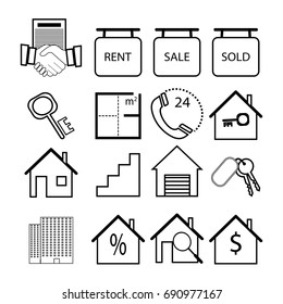 Real estate icons on white background. Vector illustration