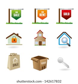 real estate icons over white background vector illustration