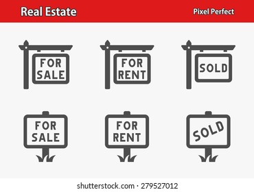 Real Estate Icons. Professional, pixel perfect icons optimized for both large and small resolutions. Designed at 32 x 32 pixels.