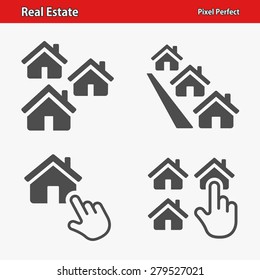 Real Estate Icons. Professional, pixel perfect icons optimized for both large and small resolutions. Designed at 32 x 32 pixels.