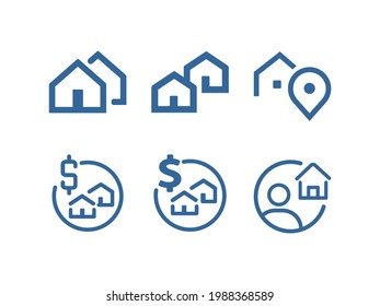 Real estate icons. Realtor. Vector line icons set.