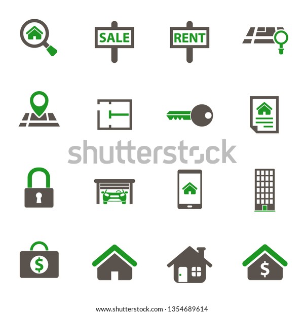 real\
estate icons. set of 16 high quality real estate vector icons in\
two color for web, mobile and user interface\
design