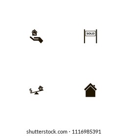 Real Estate icons set. building, house, price and give house