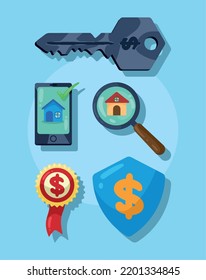 real estate, icons set design
