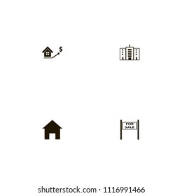 Real Estate icons set. dollar, build, home and price growth