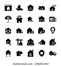 Real estate icons set - Glyph icon black