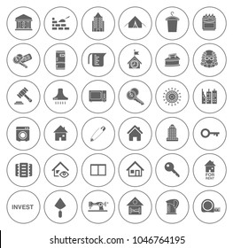 Real Estate Icons Set - House Property Sale - Apartment Rent Home Sign And Symbols