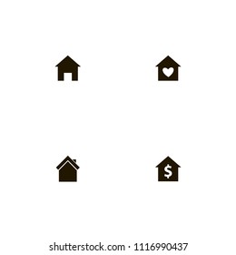 Real Estate icons set. house heart, building, dollar and home