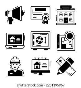 Real estate icons set, Premium quality. Simple thin line design. Modern symbols collection.