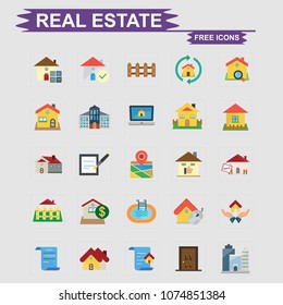 Real Estate icons set vector 