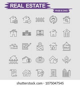 Real Estate icons set vector 