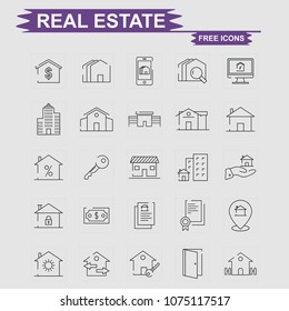 Real Estate icons set vector 