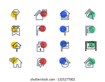 Real estate icons set vector - on a white background